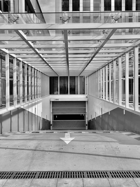 a building with multiple floors and a large skylight