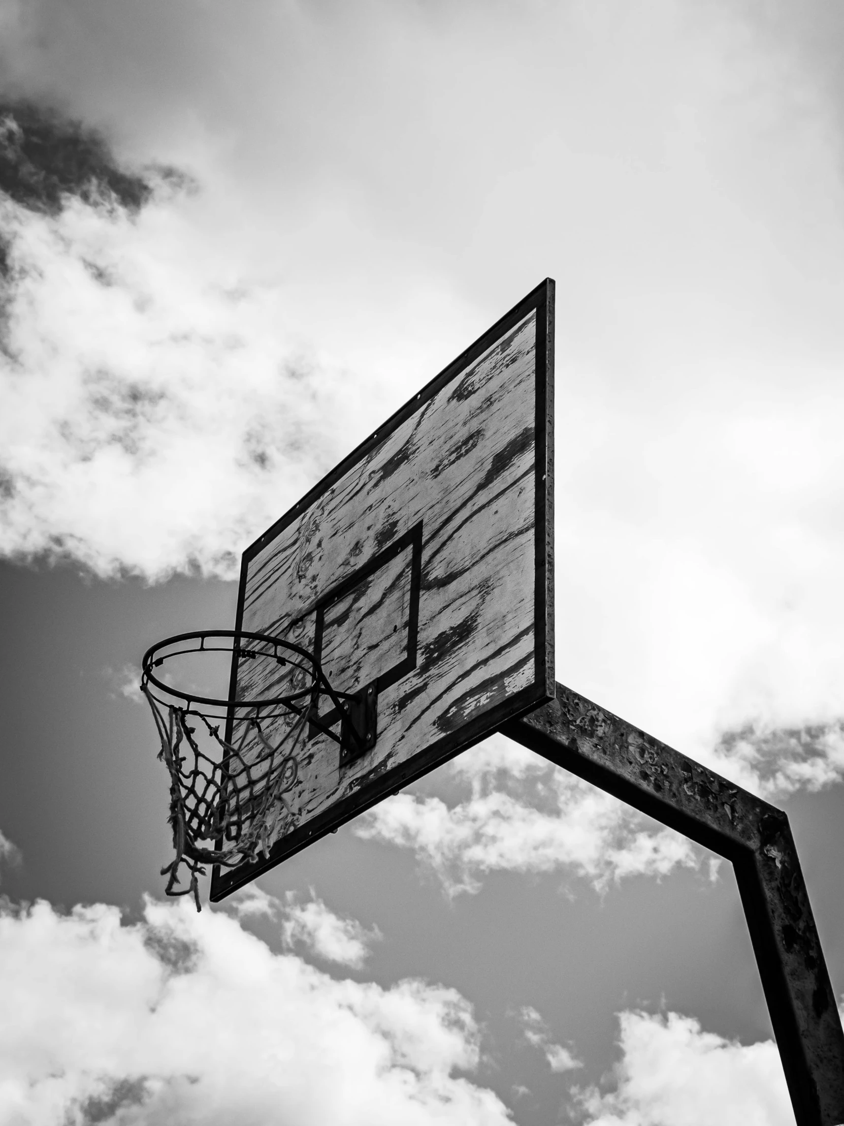 a basketball court being swung into by the net