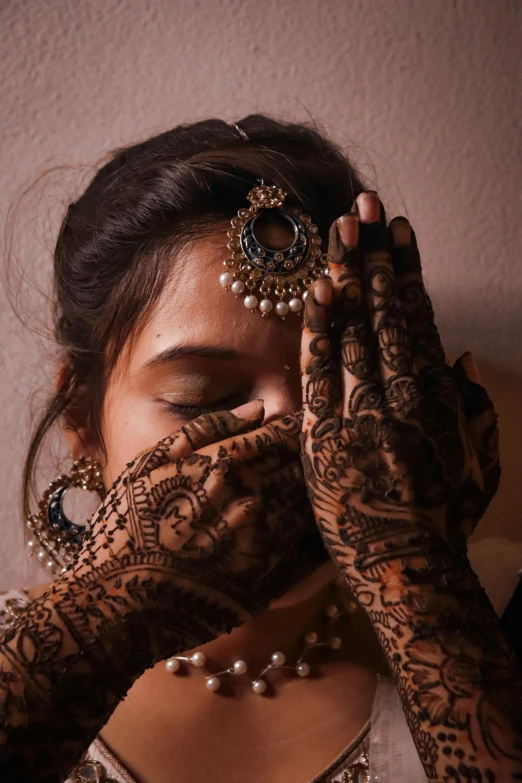 a close up of a woman's hands and body