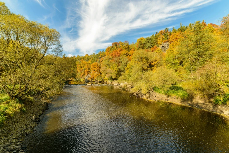 the beautiful river is winding among all it's beauty