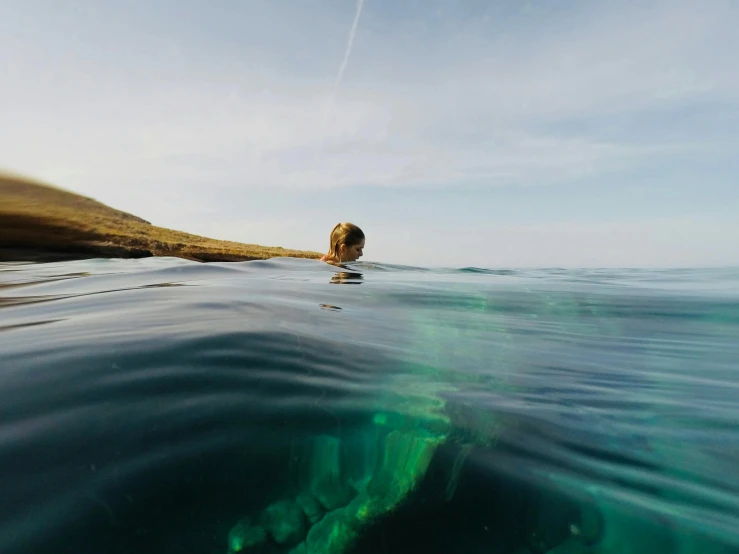 a person in the water with one foot submerged