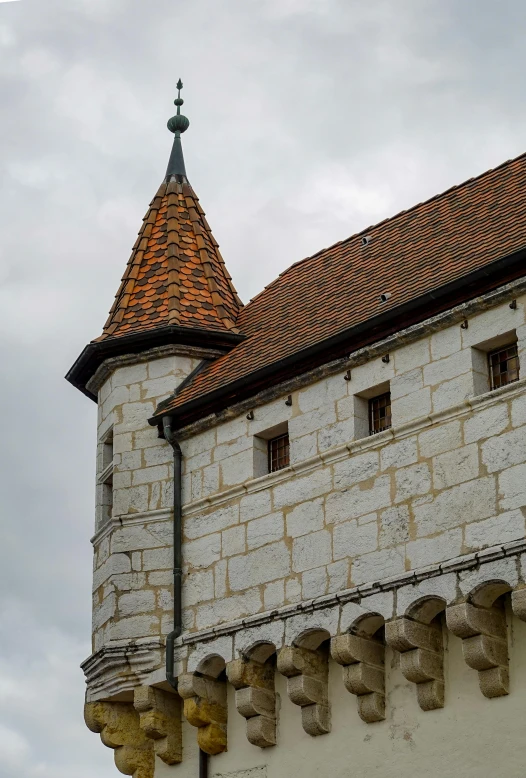 a building that has some decorations on top