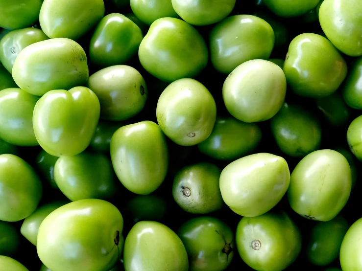 a large amount of green apples are stacked together