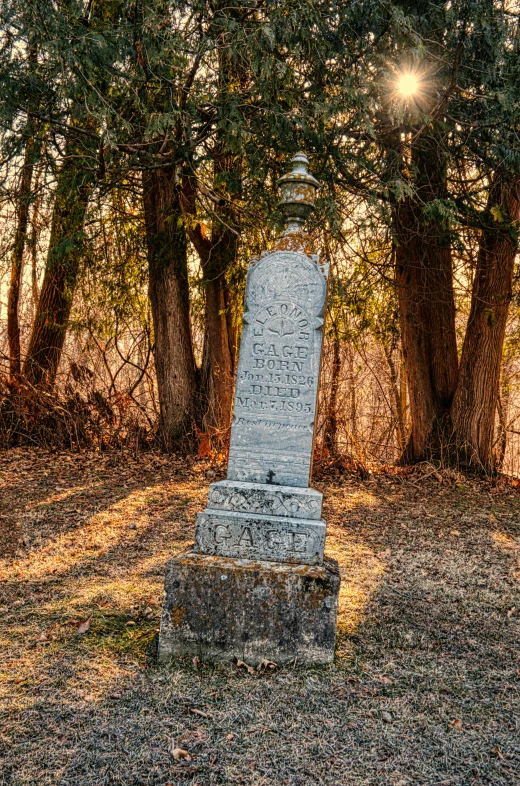 a monument is shown in front of the trees