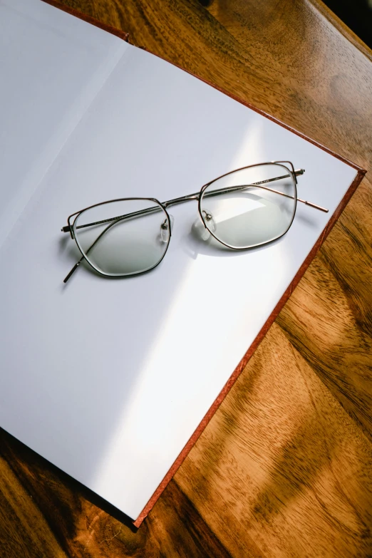 an open book, glasses on it, are shown