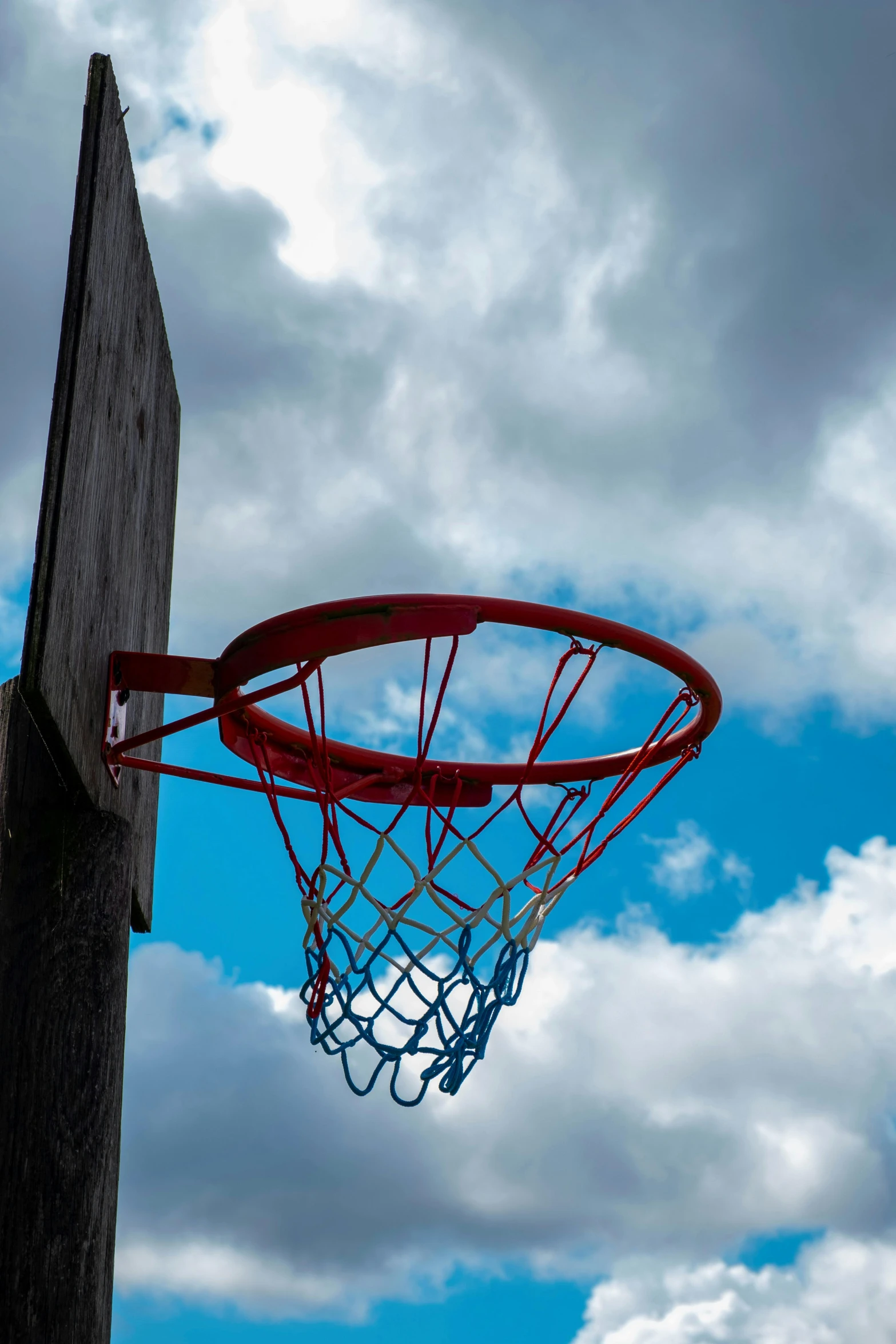 an extreme close up s of the basket of a basketball