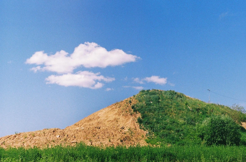 a single hill with trees on each side