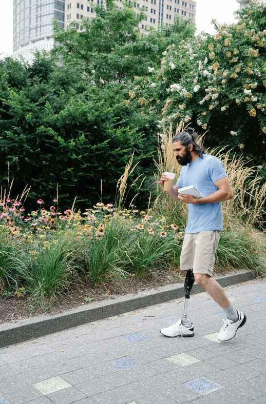 a man with roller blades is crossing a street