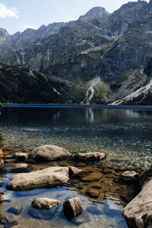 a mountain lake surrounded by rocks and mountains