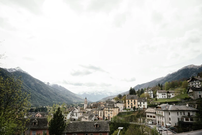 an overview of a village in the mountains