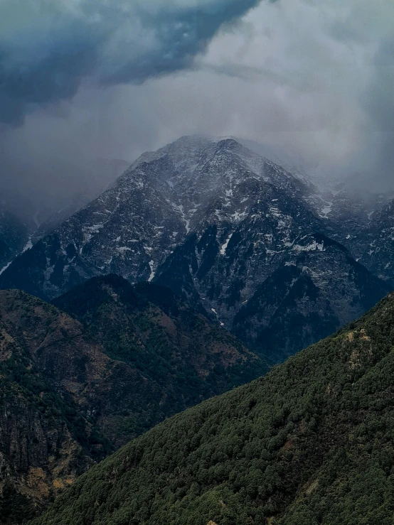 the top of a snowy mountain range