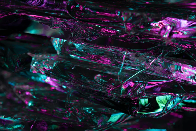 a group of crystal glass pieces sitting on top of a counter