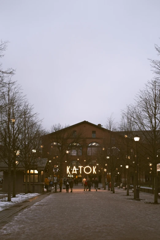 a view of a building that reads'catok '