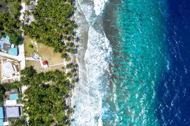 an island is shown from a bird's - eye view of the ocean