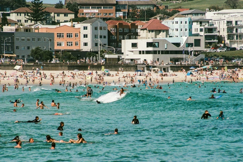 many people swimming and swimming in the water