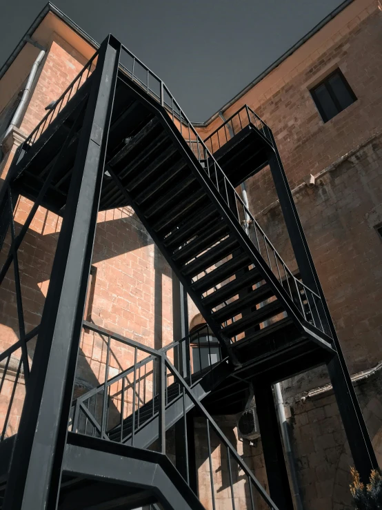 this industrial building has several balconies that have been designed to look like stairs