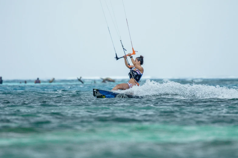 a person with water gear and para - sail in the water