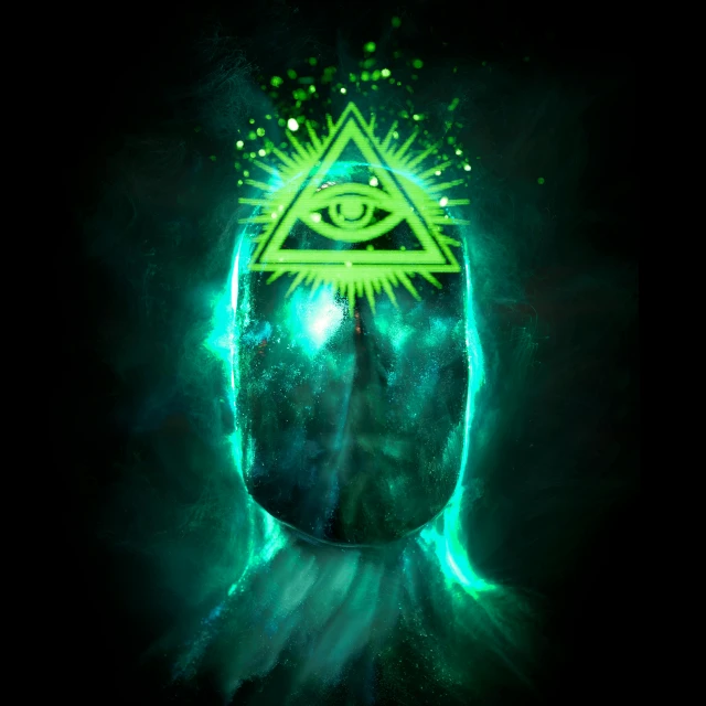 digital art painting of an illuminate man with all seeing eye