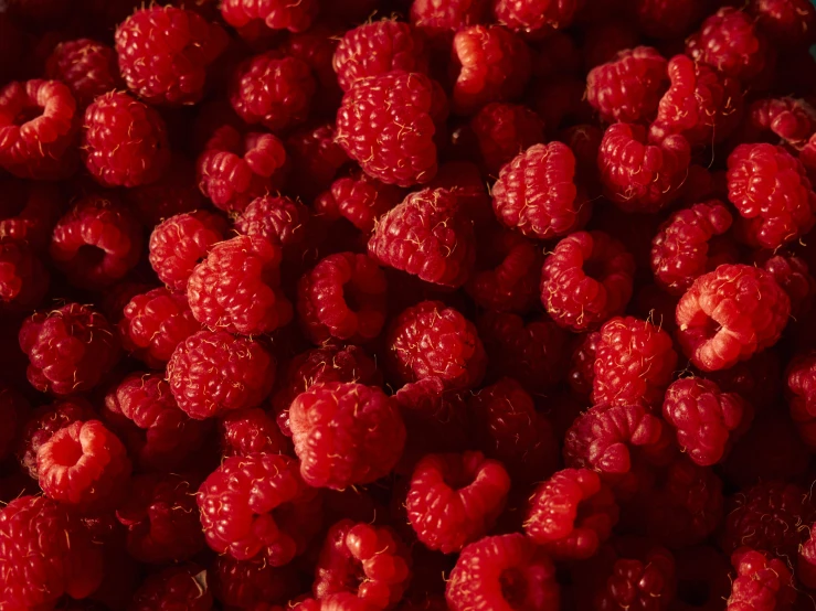 a large bowl of raspberries that is full of berries