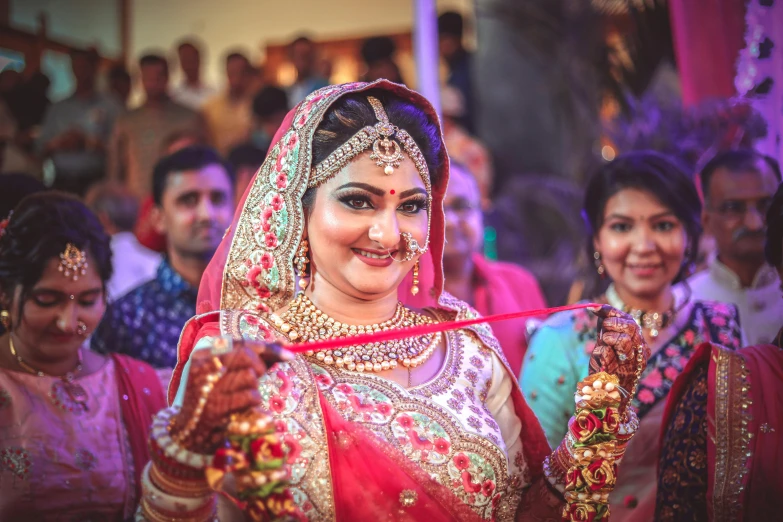 the bride at a mehngama party