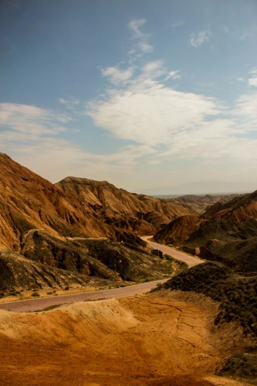 a very long narrow road winding in both directions