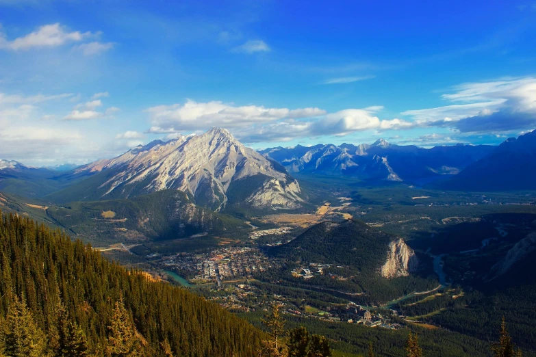 a view over the mountain range with the city below