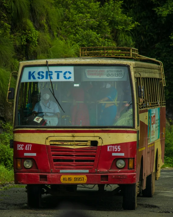an image of a bus going down the road