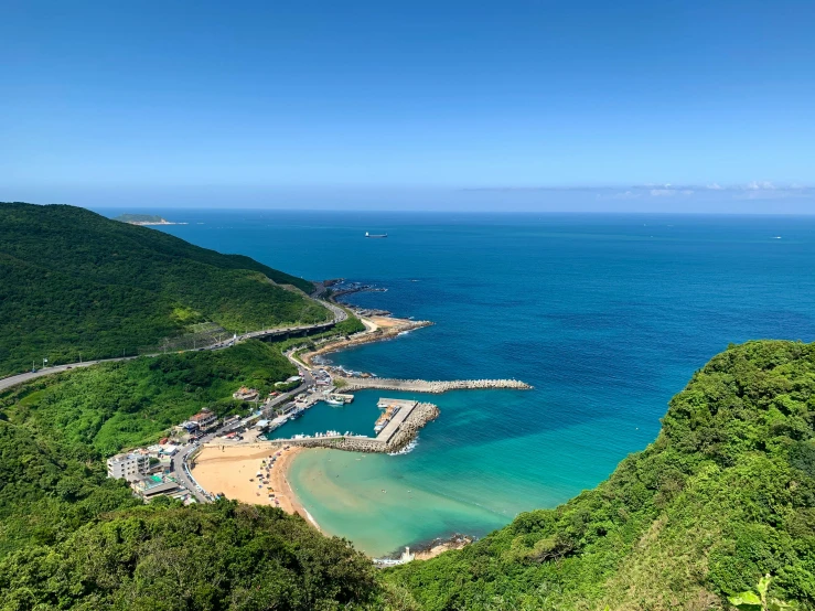 an aerial view of a body of water