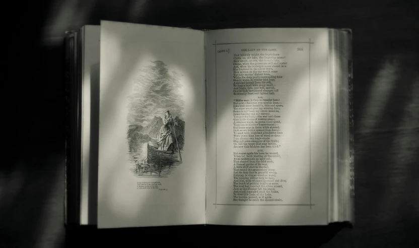 an open book with an image of a bear