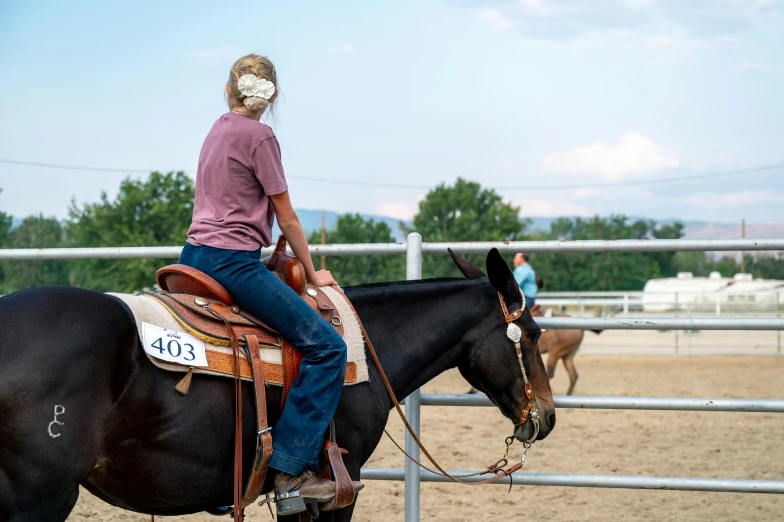 a woman in a helmet is sitting on a horse