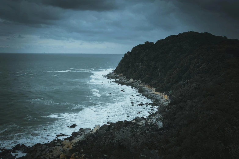 a view of the ocean from the top of a mountain