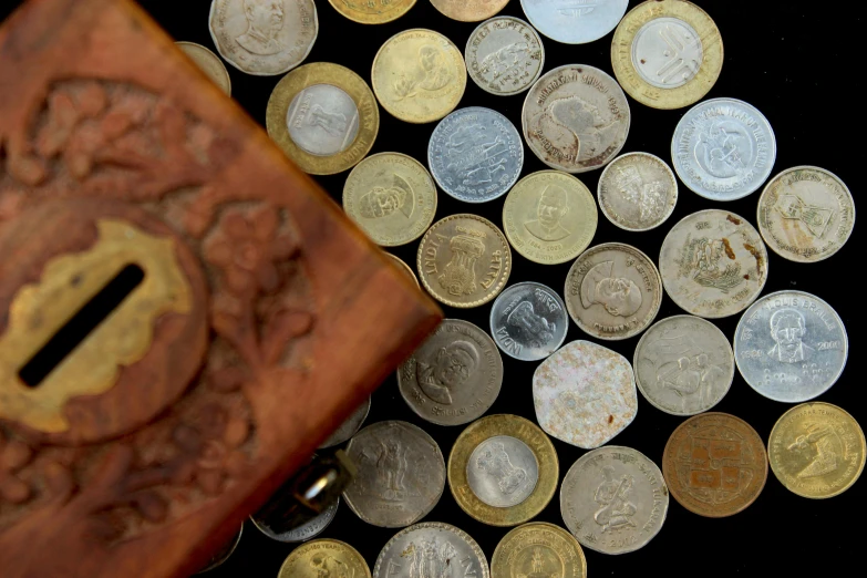 various coins that have been left over in the ground