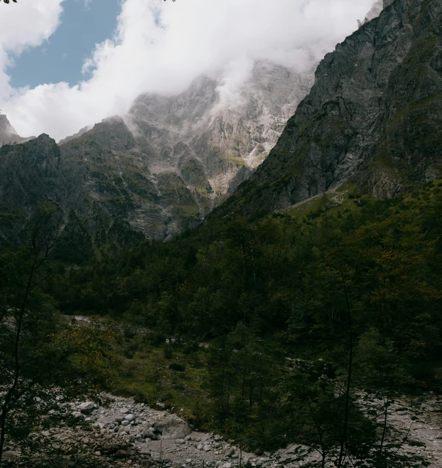 mountain view with clouds rolling in the background