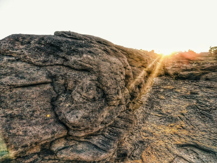 some rock formations on the side of the mountain