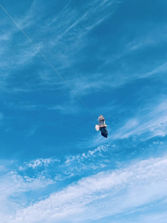 a kite that is in the air with blue sky