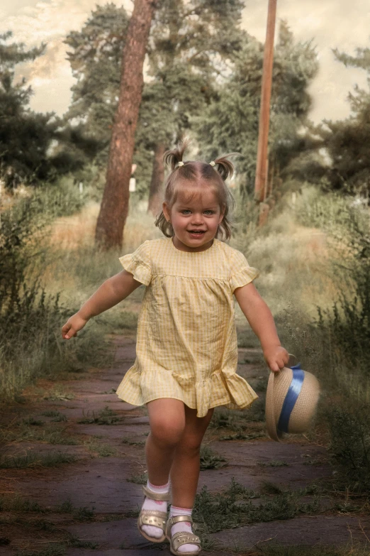 a  walking in the woods holding onto a ball