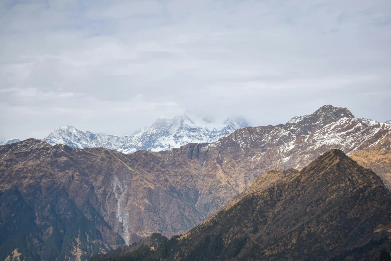 large mountain range in winter covered in snow