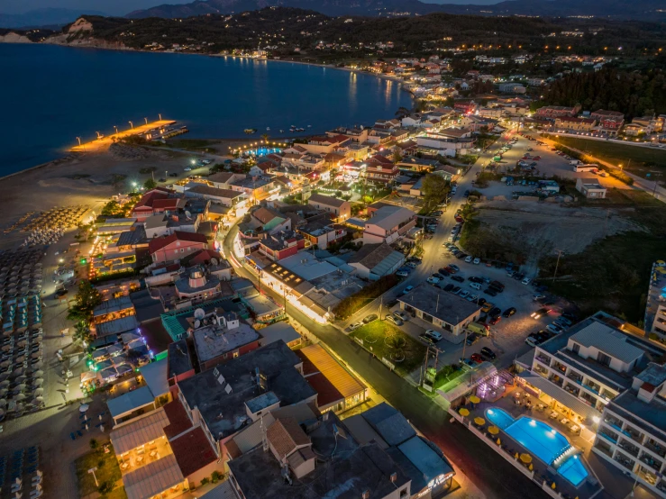 an aerial view of a very pretty city