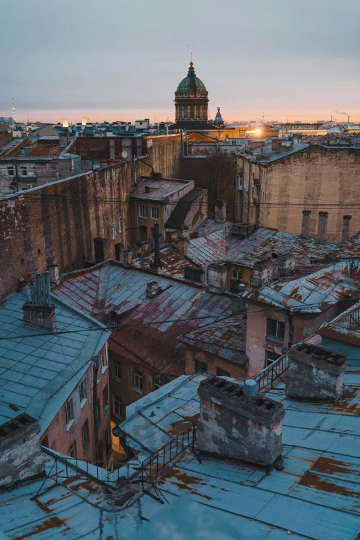 a view of some buildings from the roof