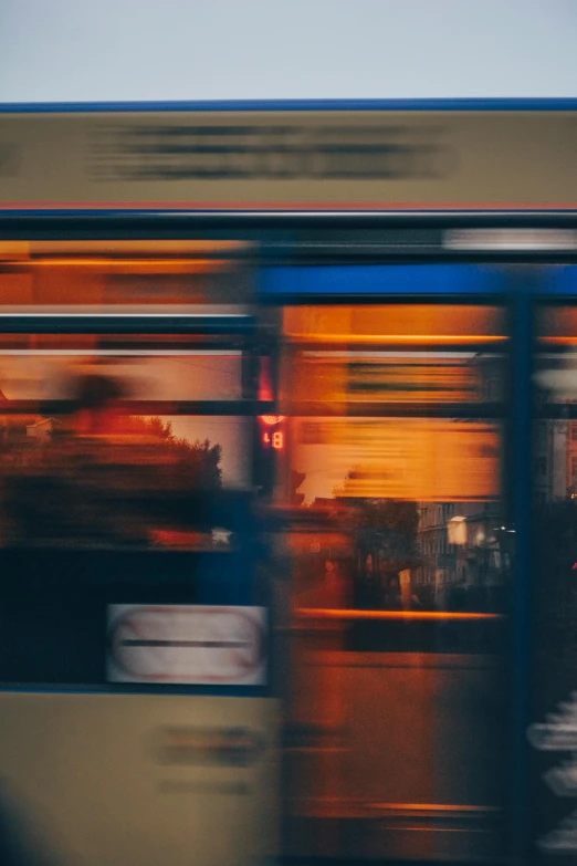 a blurry image of an old bus