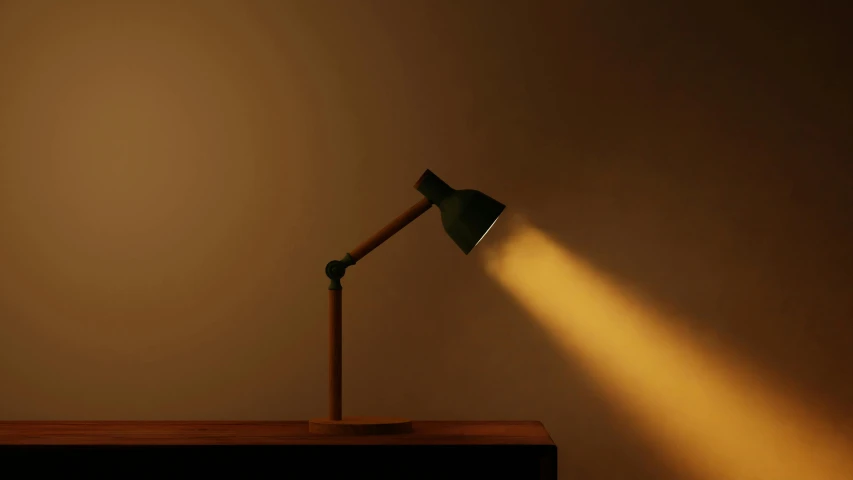 a lamp sitting on top of a wooden table