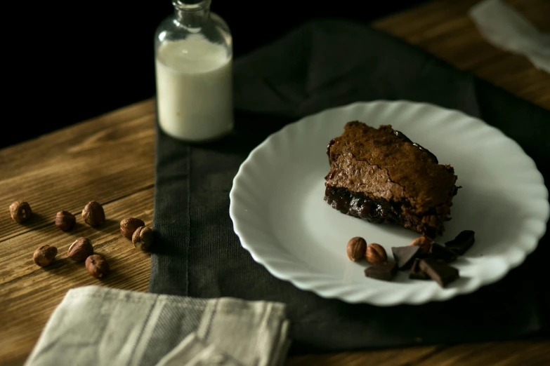 a close - up s of a piece of chocolate pie with almonds