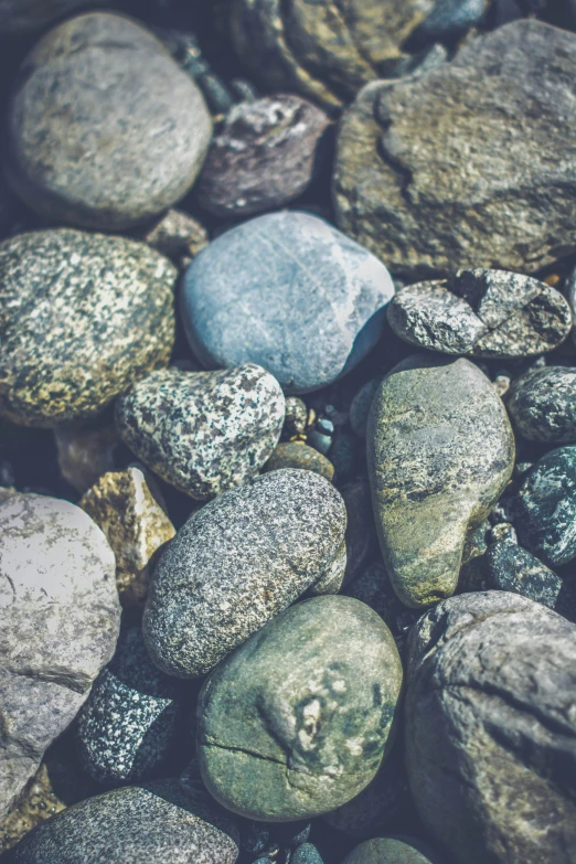 rocks are mixed together in the rocky ground