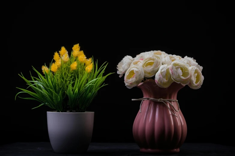 some very pretty flowers in a vase and another one