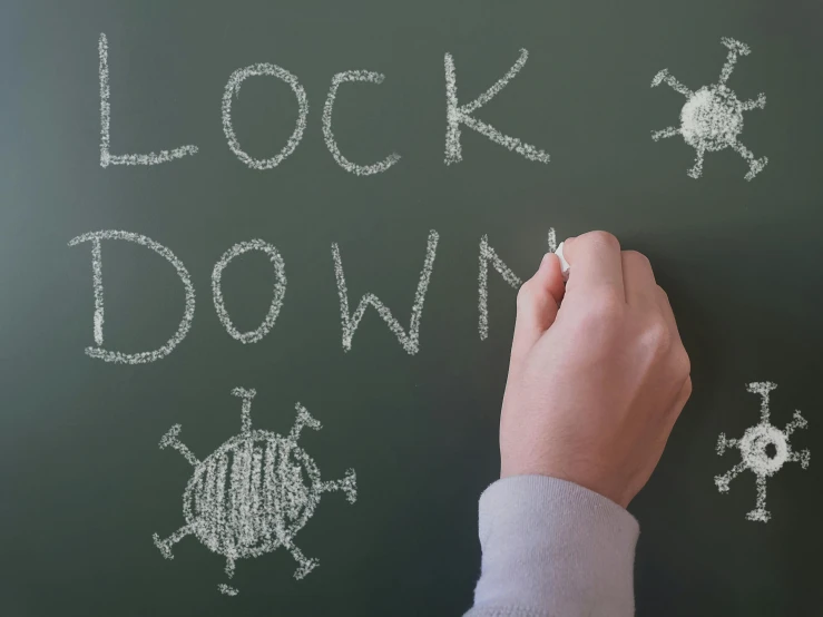 a person writing on the blackboard with marker