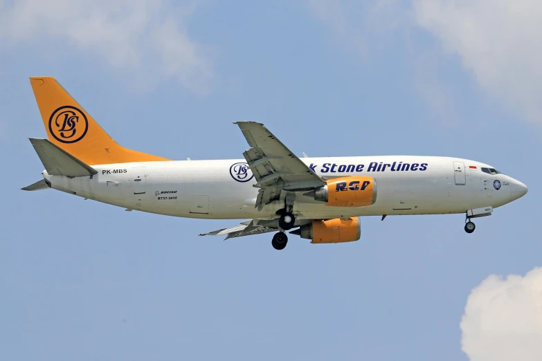 a commercial airliner flying against a clear sky