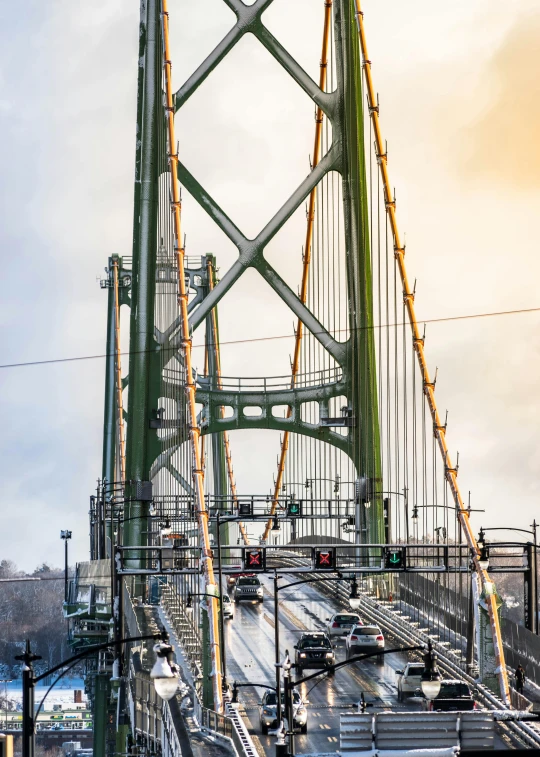 a bridge that has some metal railings above it