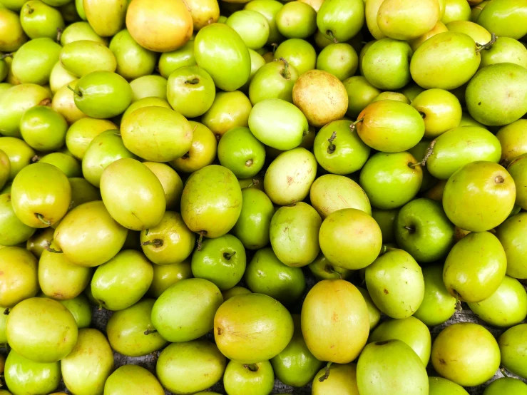 close up of a bunch of fruit sitting on the ground