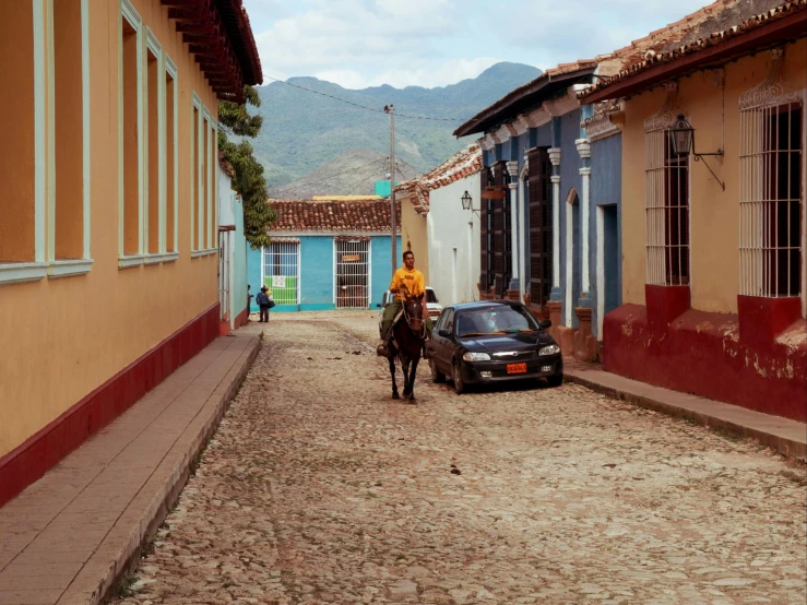 an old street in a small village in the middle of town