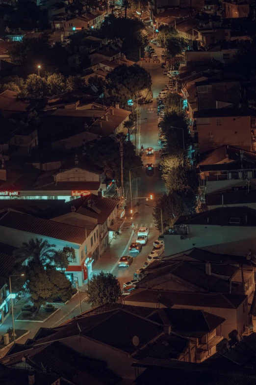 night time view from a roof in a city